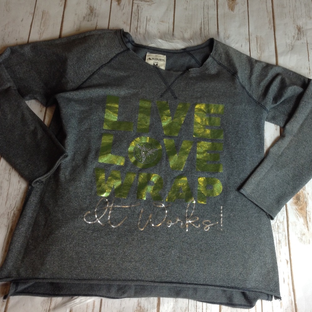 ItWorks Gray Long Sleeve Top Pullover Shirt SZ M